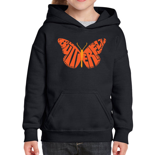Butterfly - Girl's Word Art Hooded Sweatshirt