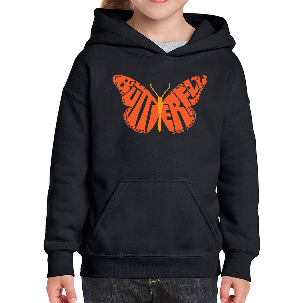 Butterfly - Girl's Word Art Hooded Sweatshirt
