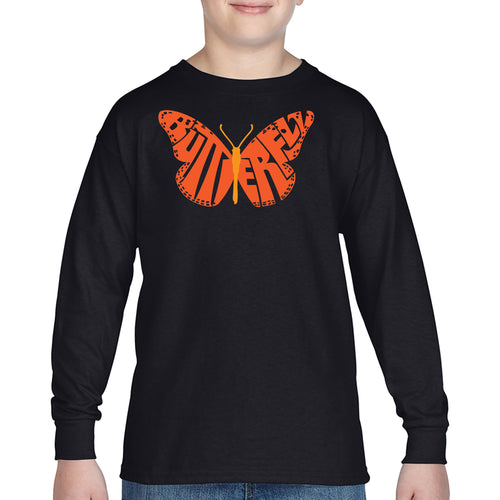 Butterfly - Boy's Word Art Long Sleeve T-Shirt