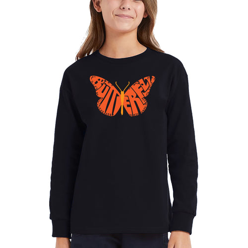 Butterfly - Girl's Word Art Long Sleeve T-Shirt