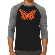 Load image into Gallery viewer, Butterfly - Men&#39;s Raglan Baseball Word Art T-Shirt