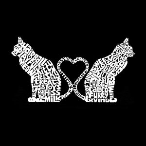 Cat Tail Hearts - Women's Word Art V-Neck T-Shirt