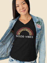 Load image into Gallery viewer, Good Vibes - Women&#39;s Word Art V-Neck T-Shirt