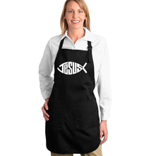 Load image into Gallery viewer, Christian Jesus Name Fish Symbol - Full Length Word Art Apron