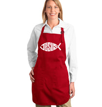 Load image into Gallery viewer, Christian Jesus Name Fish Symbol - Full Length Word Art Apron