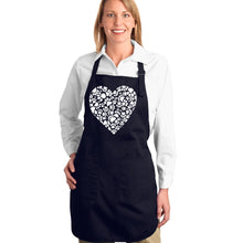Load image into Gallery viewer, Paw Prints Heart  - Full Length Word Art Apron