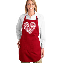 Load image into Gallery viewer, Paw Prints Heart  - Full Length Word Art Apron