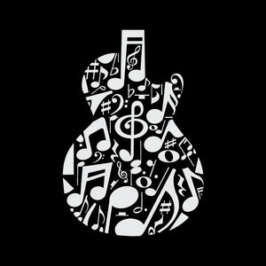 Music Notes Guitar - Large Word Art Tote Bag