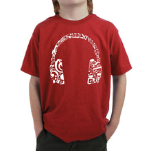 Load image into Gallery viewer, Music Note Headphones - Boy&#39;s Word Art T-Shirt