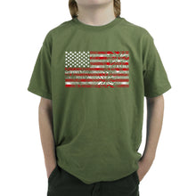 Load image into Gallery viewer, Boy&#39;s Word Art T-shirt - Fireworks American Flag