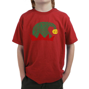 Christmas Elf Hat - Boy's Word Art T-Shirt