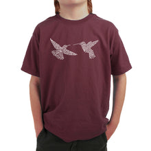 Load image into Gallery viewer, Hummingbirds - Boy&#39;s Word Art T-Shirt