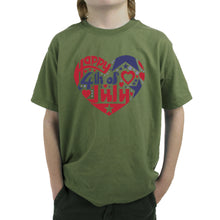 Load image into Gallery viewer, Boy&#39;s Word Art T-shirt - July 4th Heart