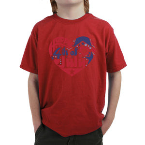 Boy's Word Art T-shirt - July 4th Heart