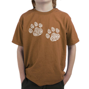 Meow Cat Prints - Boy's Word Art T-Shirt