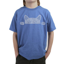 Load image into Gallery viewer, Peeking Cat - Boy&#39;s Word Art T-Shirt