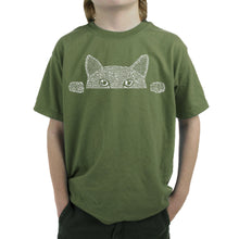 Load image into Gallery viewer, Peeking Cat - Boy&#39;s Word Art T-Shirt