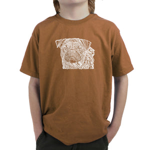 Pug Face - Boy's Word Art T-Shirt