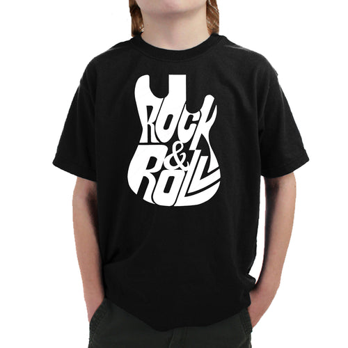 Rock And Roll Guitar - Boy's Word Art T-Shirt