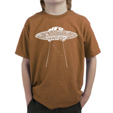 Load image into Gallery viewer, Flying Saucer UFO - Boy&#39;s Word Art T-Shirt
