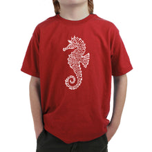 Load image into Gallery viewer, Types of Seahorse - Boy&#39;s Word Art T-Shirt