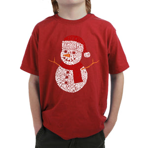 Christmas Snowman - Boy's Word Art T-Shirt
