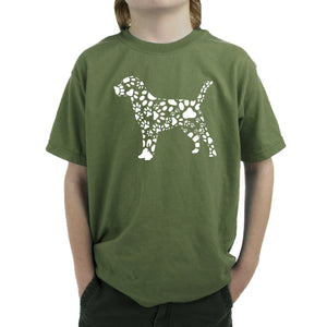 Dog Paw Prints  - Boy's Word Art T-Shirt