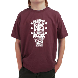 Guitar Head Music Genres  - Boy's Word Art T-Shirt