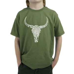 Texas Skull - Boy's Word Art T-Shirt