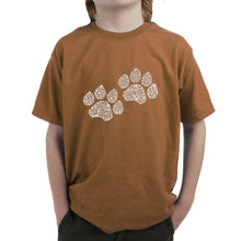 Load image into Gallery viewer, Woof Paw Prints -  Boy&#39;s Word Art T-Shirt