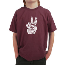Load image into Gallery viewer, PEACE FINGERS - Boy&#39;s Word Art T-Shirt
