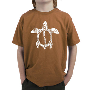 Hawaiian Islands Honu Turtle  - Boy's Word Art T-Shirt