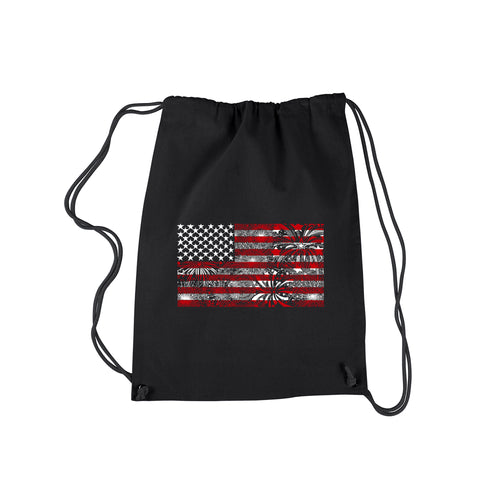 Drawstring Backpack - Fireworks American Flag