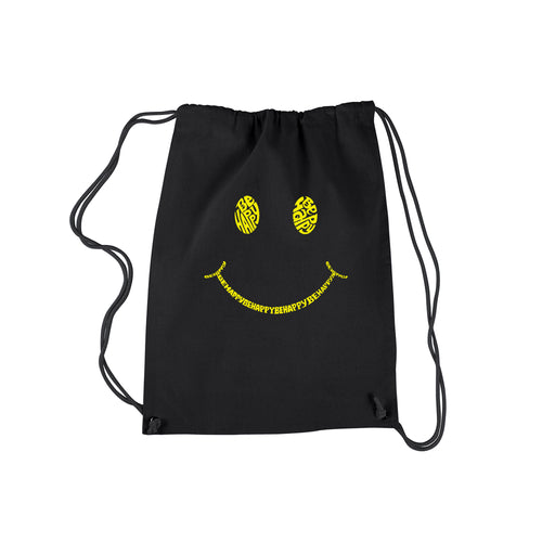 Be Happy Smiley Face  - Drawstring Backpack