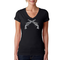 Load image into Gallery viewer, CROSSED PISTOLS - Women&#39;s Word Art V-Neck T-Shirt