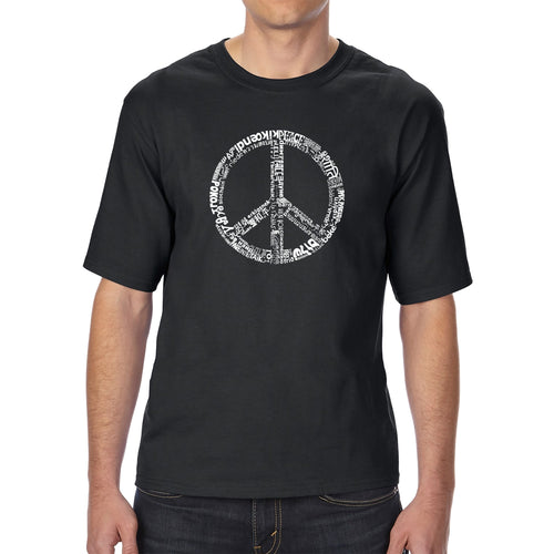 THE WORD PEACE IN 77 LANGUAGES - Men's Tall Word Art T-Shirt