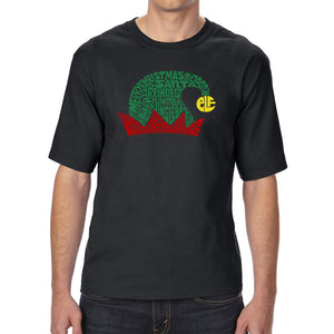 Christmas Elf Hat - Men's Tall and Long Word Art T-Shirt