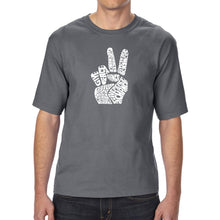 Load image into Gallery viewer, PEACE FINGERS - Men&#39;s Tall Word Art T-Shirt