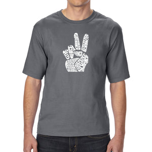 PEACE FINGERS - Men's Tall Word Art T-Shirt