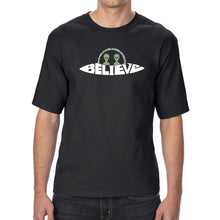 Load image into Gallery viewer, Believe UFO - Men&#39;s Tall and Long Word Art T-Shirt