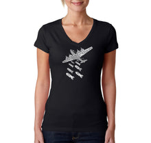 Load image into Gallery viewer, DROP BEATS NOT BOMBS - Women&#39;s Word Art V-Neck T-Shirt