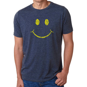 Be Happy Smiley Face  - Men's Premium Blend Word Art T-Shirt