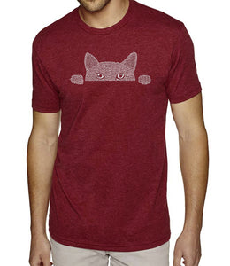 Peeking Cat - Men's Premium Blend Word Art T-Shirt