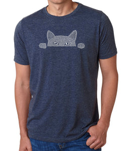 Peeking Cat - Men's Premium Blend Word Art T-Shirt