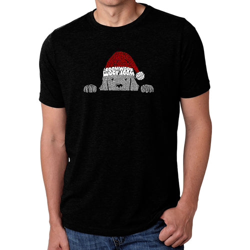Christmas Peeking Dog - Men's Premium Blend Word Art T-Shirt