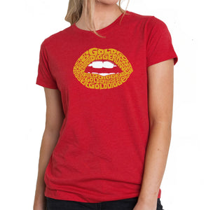 Gold Digger Lips - Women's Premium Blend Word Art T-Shirt