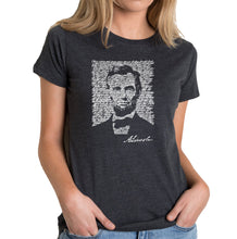 Load image into Gallery viewer, ABRAHAM LINCOLN GETTYSBURG ADDRESS - Women&#39;s Premium Blend Word Art T-Shirt