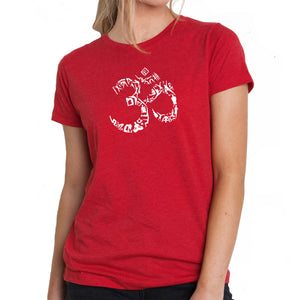 THE OM SYMBOL OUT OF YOGA POSES - Women's Premium Blend Word Art T-Shirt