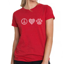 Load image into Gallery viewer, Peace Love Cats  - Women&#39;s Premium Blend Word Art T-Shirt