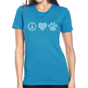 Peace Love Cats  - Women's Premium Blend Word Art T-Shirt